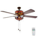 52"W LED Tiffany Style Stained Glass Magna Carta Ceiling Fan with Remote Control