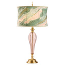 33" H Romance Pink/Green Drum Shade Geometric Glass Table Lamp