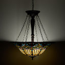 24" W Delilah Traditional Multicolor Stained Glass Bowl Shade Pendant