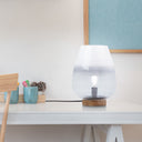 10.5" H Briggs Blue/White Ombre Globe-Like Shade Accent Lamp with a Mango Wood Block Base
