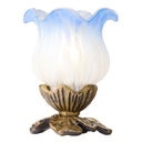 6"H Hand Painted Frosted Glass Flower Tulip Accent Lamp - Blue/White