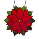 12"H Mary Holiday Poinsettia Stained Glass Window Panel