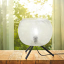 11.5" H Libby Black Tripod Table Lamp with a Textured Clear Glass Globe Shade