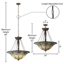 24" W Delilah Traditional Multicolor Stained Glass Bowl Shade Pendant