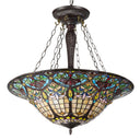 24" W Delilah Traditional Multicolor Stained Glass Bowl Shade Pendant