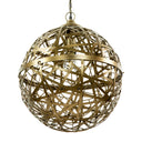 16" W Jillian Industrial Abstract Brass Metal Globe Shade Pendant Light