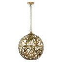 16" W Jillian Industrial Abstract Brass Metal Globe Shade Pendant Light