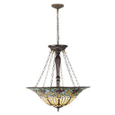 24" W Delilah Traditional Multicolor Stained Glass Bowl Shade Pendant
