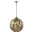 16" W Jillian Industrial Abstract Brass Metal Globe Shade Pendant Light