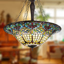 24" W Delilah Traditional Multicolor Stained Glass Bowl Shade Pendant