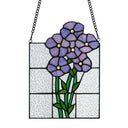 10"H Forget Me Not Flowers Stained Glass Window Panel