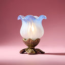 6"H Hand Painted Frosted Glass Flower Tulip Accent Lamp - Blue/White