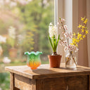 4"H Handpainted Frosted Glass Tulip Lily Replacement Shade - Green/Amber