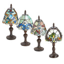Set of 4 Family Favorites Tiffany Style Stained Glass Mini Accent Lamps Lit