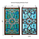 26"H Tiffany Style Stained Glass Brandi's Window Panel. - Comparison between backlit (left) and frontlit (right)