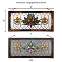 30"L Fleur De Lis Stained Glass Pub Window Panel