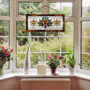 30"L Fleur De Lis Stained Glass Pub Window Panel