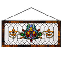 30"L Fleur De Lis Stained Glass Pub Window Panel. Backlit