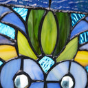 36"H Victorian Stained Glass Fleur De Lis Window Panel