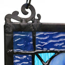 36"H Victorian Stained Glass Fleur De Lis Window Panel