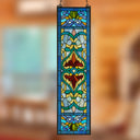 36"H Victorian Stained Glass Fleur De Lis Window Panel
