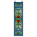36"H Victorian Stained Glass Fleur De Lis Window Panel