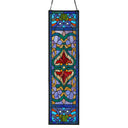 36"H Victorian Stained Glass Fleur De Lis Window Panel