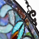 11"H Victorian Corista Half-Moon Stained Glass Window Panel