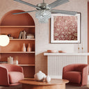 52"W LED Olivia 5-Blade Beaded Braid Wedding Band Ceiling Fan