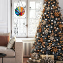 12.75"H Serenity Stained Glass Window Panel in a holiday setting