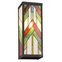 Green Stained Glass and Black Satin Rectangular 1-Light Outdoor Wall Sconce