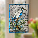 River of Goods 18-Inch Majestic Crane Stained Glass Window Panel