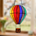11"H Otis Red Hot Air Balloon Stained Glass Window Panel