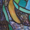 10.5"H Tommy the Green Sea Turtle Stained Glass Window Panel