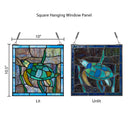 10.5"H Tommy the Green Sea Turtle Stained Glass Window Panel