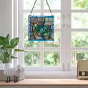 10.5"H Tommy the Green Sea Turtle Stained Glass Window Panel