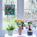 10.5"H Tommy the Green Sea Turtle Stained Glass Window Panel