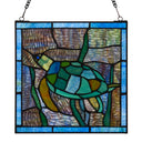 10.5"H Tommy the Green Sea Turtle Stained Glass Window Panel