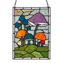 11.5"H Erin Green Mushrooms Stained Glass Window Panel