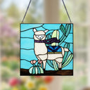 12.5”H Liam the Blue Desert Llama Stained Glass Window Panel