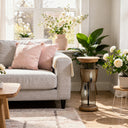 23" H Remi Mesh Metal and Mango Wood Pedestal Floor Lamp