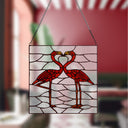 12.5" H Flamingos Stained Glass Window Panel