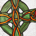 18" H Celtic Cross Stained Glass Window Panel