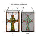 18" H Celtic Cross Stained Glass Window Panel
