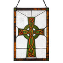 18" H Celtic Cross Stained Glass Window Panel