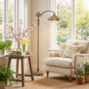 59" H Parisian Tiffany Stained Glass Umbrella Shade Floor Lamp