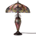 24.5" H Halston Double Lit Amber Bowl Shade Stained Glass Table Lamp