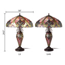 24.5" H Halston Double Lit Amber Bowl Shade Stained Glass Table Lamp