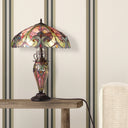 24.5" H Halston Double Lit Amber Bowl Shade Stained Glass Table Lamp