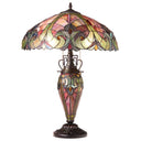 24.5" H Halston Double Lit Amber Bowl Shade Stained Glass Table Lamp